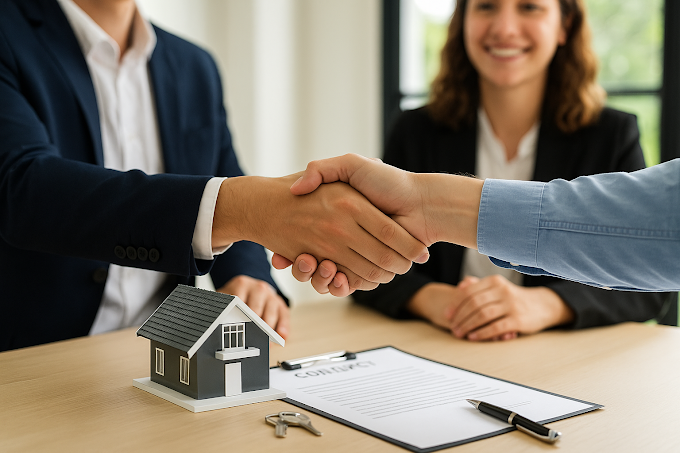 Handschlag und Kaufvertrag, erfolgreicher Immobilienverkauf in Essen
